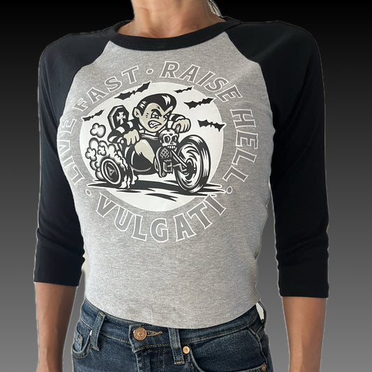 Womens Big Wheelin Raglan 3/4 Sleeve Tee