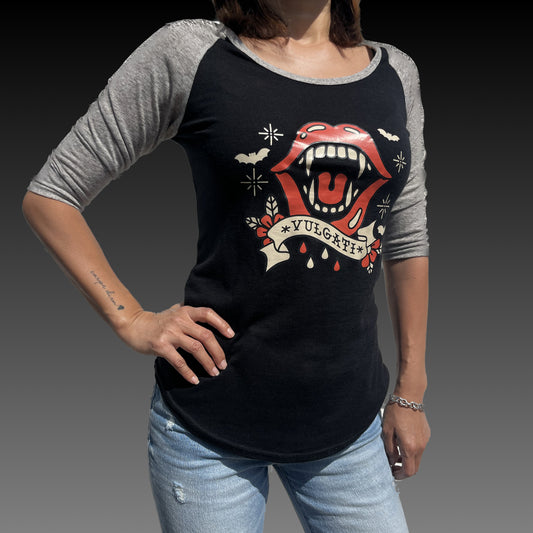 Womens Rock n Roll Vampire Raglan