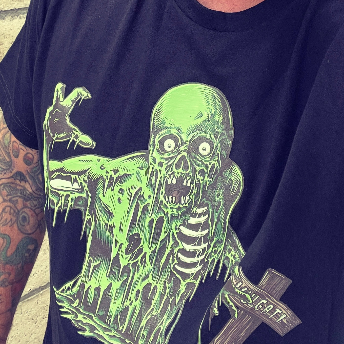  Halloween Graveyard Shift Black Graphic T-Shirt