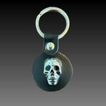 Nickel Skull Leather Key Ring