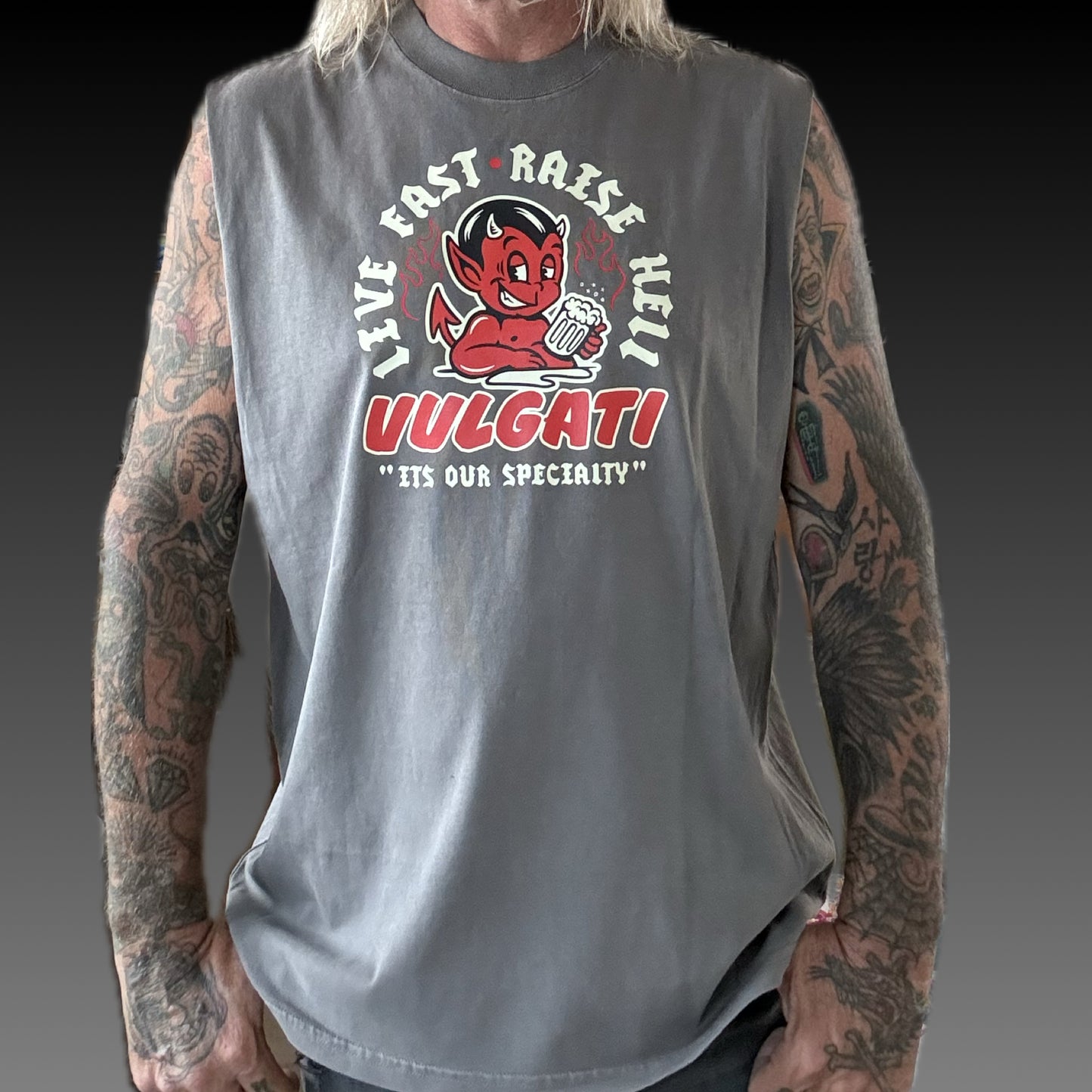 Mens Cut Off Sleeve Crew Neck