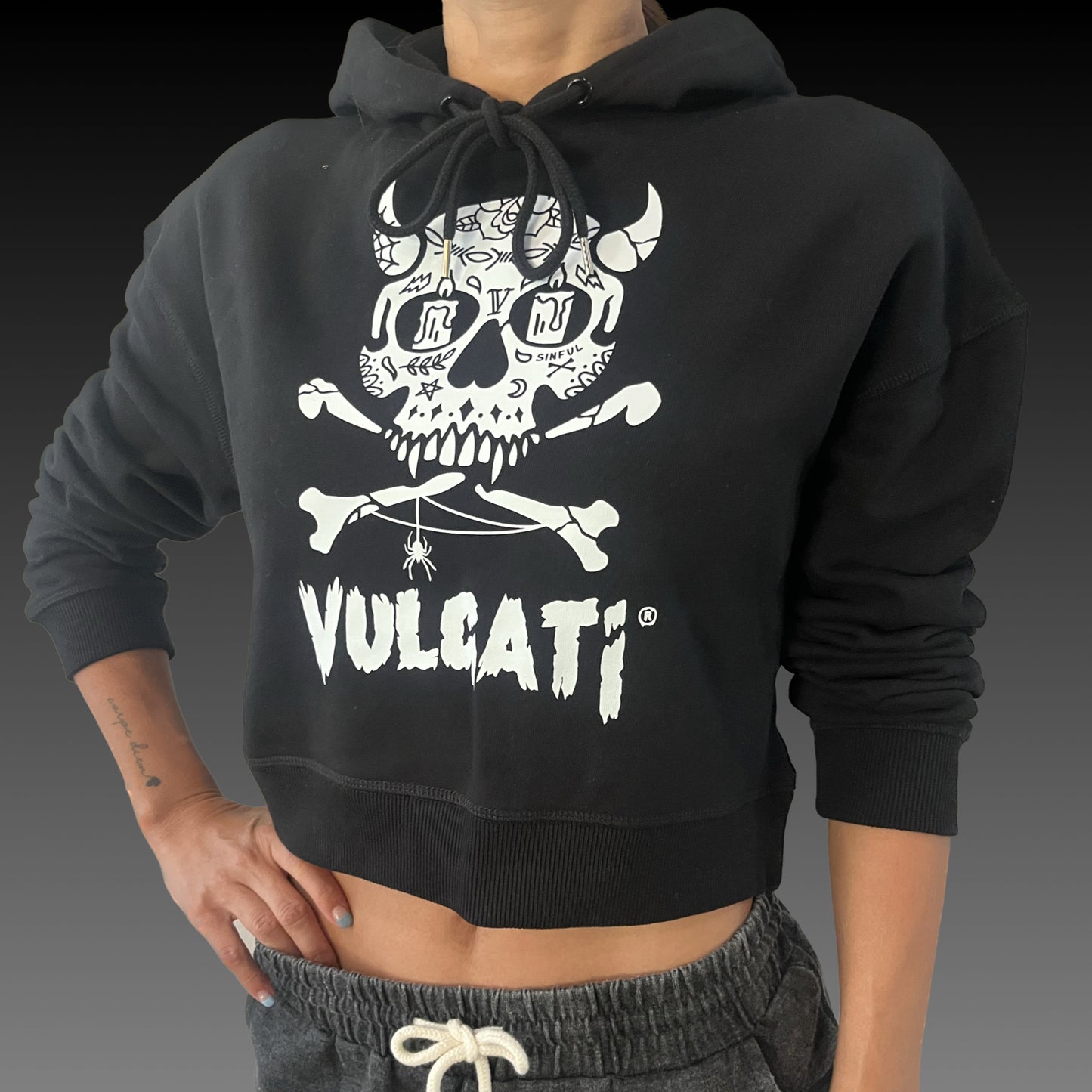 Womens Macabre Cropped Hoodie