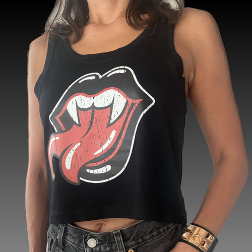 Womens Cropped Lips Tank